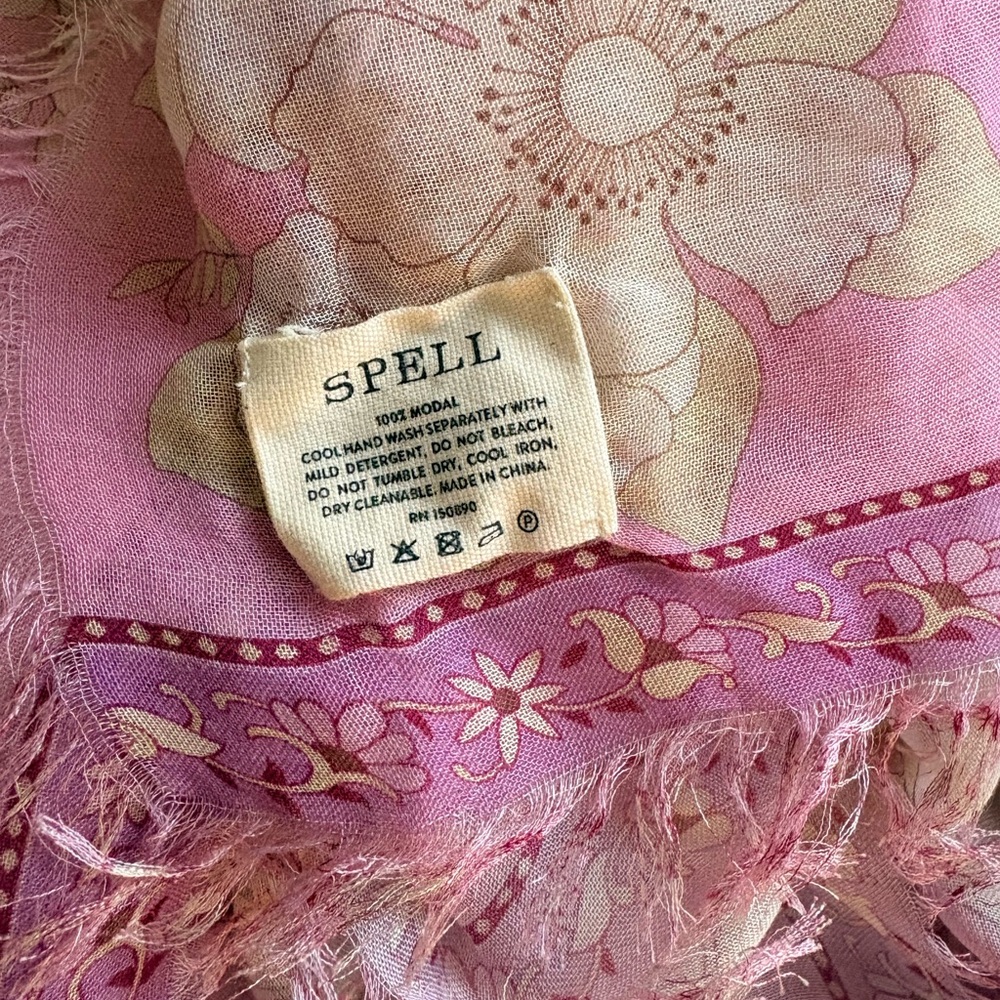 Spell Pink Floral Sheer Scarf with Cream Accents - Picture 6 of 6